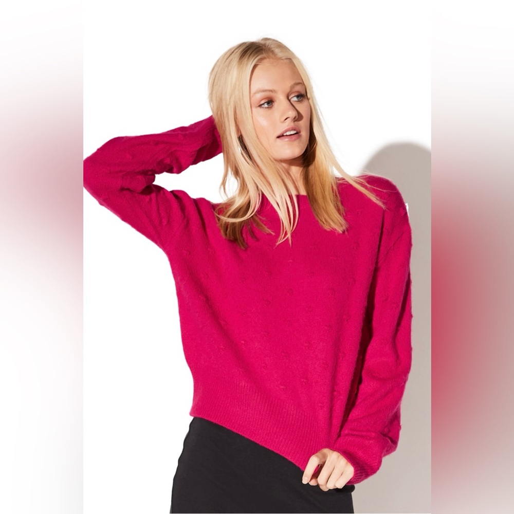 Vylette Juniors Bauble Stitch Sweater Color Hot Pink